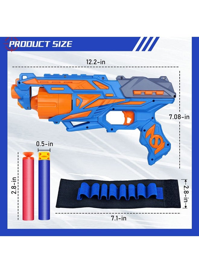 POKONBOY 2 Pack Toy Foam Blaster Gun, Blaster Toy Gun With 2 Wristbands And 80 Pcs Refill Darts 6-Dart Rotating Drum Toy Blaster Compatible With Nerf Gun Birthday Gift For Kids Age 6+  - Image 2