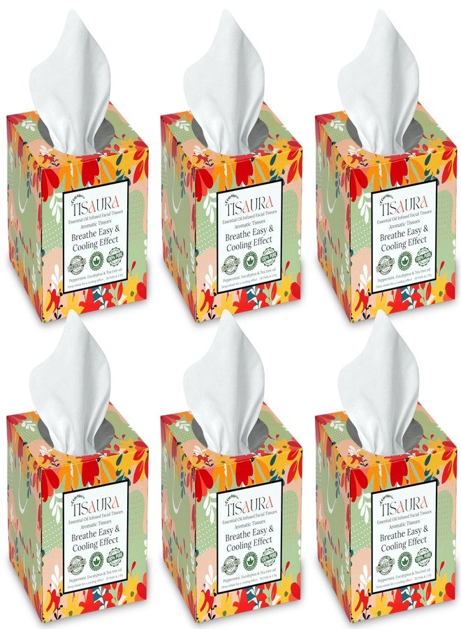 TISAURA Breathe Easy & Cooling Effect Facial Tissues 50 Pulls (Pack of 6), 300 Pulls 2 ply, Infused with 100% Pure Plant Based Essential Oil| Aromatic Tissues for Daily Use - Image 1
