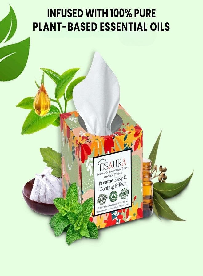 TISAURA Breathe Easy & Cooling Effect Facial Tissues 50 Pulls (Pack of 6), 300 Pulls 2 ply, Infused with 100% Pure Plant Based Essential Oil| Aromatic Tissues for Daily Use - Image 4