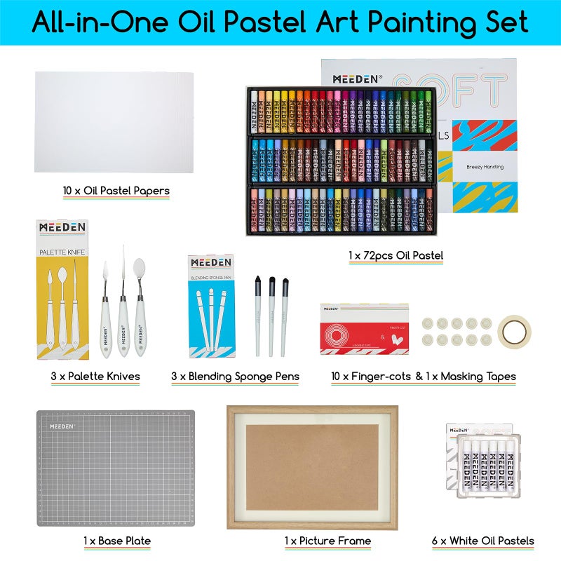 MEEDEN Soft Oil Pastels Set: 102Pcs Oil Pastel Kit with 72 Colors & 6 White Pastel - All in One Oil Crayons with Paper, Palette Knife, Masking Tape - Art Supplies for Artists Beginners Adult Christmas - Image 3