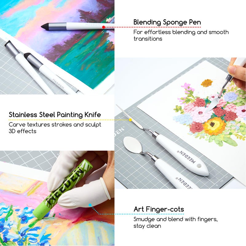 MEEDEN Soft Oil Pastels Set: 102Pcs Oil Pastel Kit with 72 Colors & 6 White Pastel - All in One Oil Crayons with Paper, Palette Knife, Masking Tape - Art Supplies for Artists Beginners Adult Christmas - Image 5