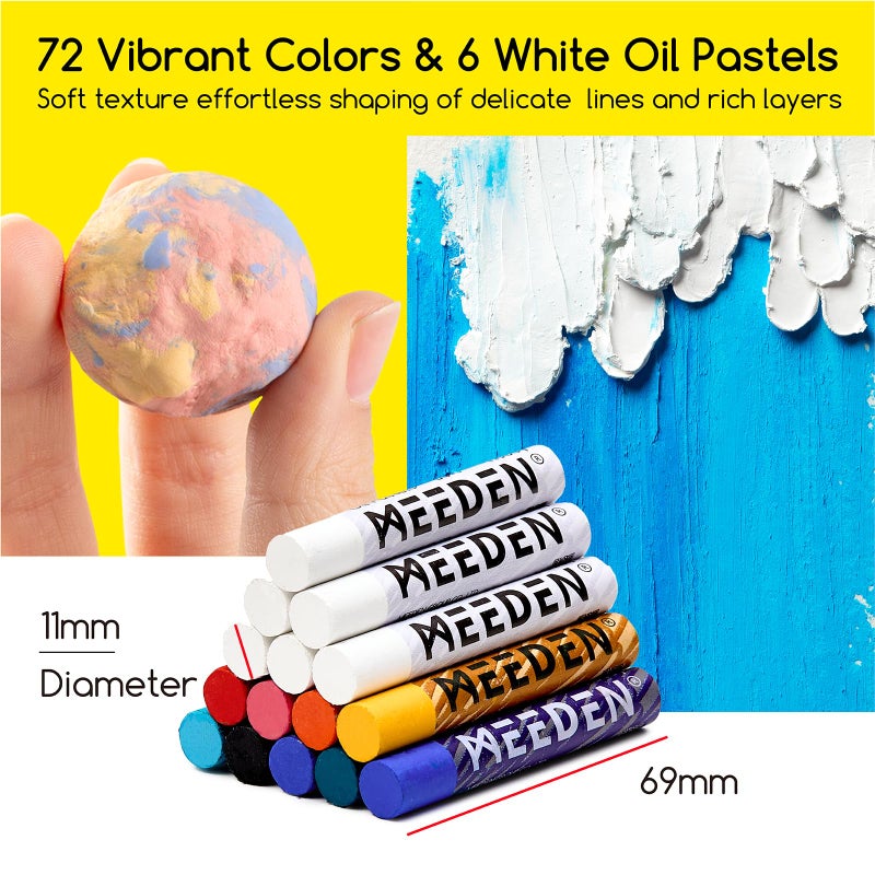MEEDEN Soft Oil Pastels Set: 102Pcs Oil Pastel Kit with 72 Colors & 6 White Pastel - All in One Oil Crayons with Paper, Palette Knife, Masking Tape - Art Supplies for Artists Beginners Adult Christmas - Image 4