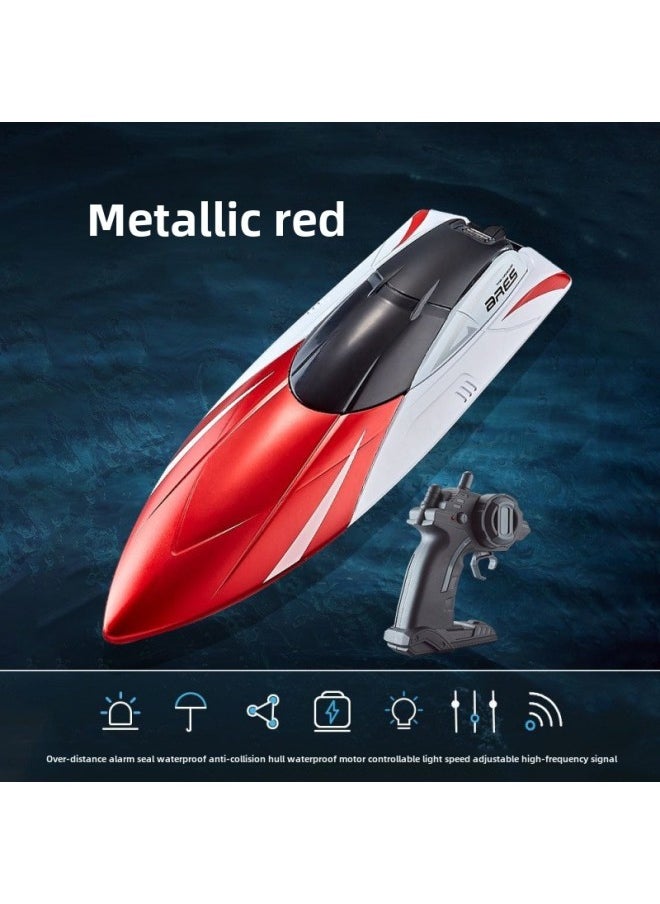 High Speed Remote Control Speedboat Oversized Remote Control Boat Children Charging Wireless Electric Boy Water Toy Boat Model-Color:Red 100 Minutes Battery Life + Automatic Reset + Gear Adjustment-Specification:Single Rechargeable Battery  - Image 1