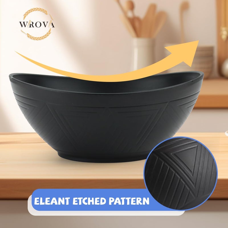 Wrova Big Wheat Straw BowlsLarge Salad Bowls Set of 2Dishwasher and Microware Safe Plastic Bowls ReusableEating bowls for CerealSaladFruitSnack Black - Image 4