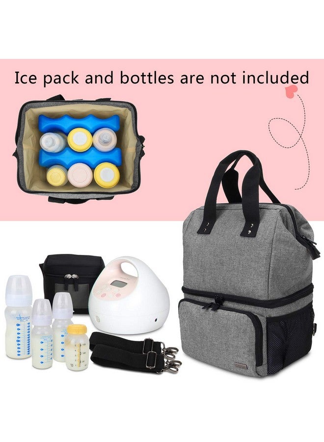 LUXJA Luxja Breast Pump Bag with 2 Compartments for Breast Pump and Cooler Bag, Breast Pumping Bag with 2 Options for Wearing (Fits Most Major Breast Pump), Gray - Image 3