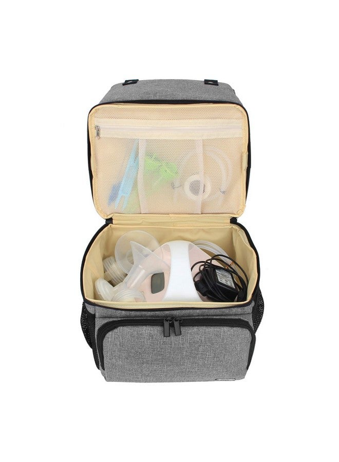 LUXJA Luxja Breast Pump Bag with 2 Compartments for Breast Pump and Cooler Bag, Breast Pumping Bag with 2 Options for Wearing (Fits Most Major Breast Pump), Gray - Image 2