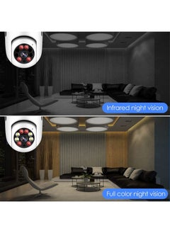 1080P Wireless Bulb Home Security Camera, PTZ WiFi 360 Degree Panoramic IP Camera,Surveillance CCTV Cameras with Night Vision Human Motion Detection and Alarm