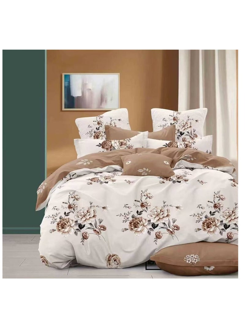 طقم سرير 6 قطع بلون فاخر طقم غطاء لحاف سرير مقاس كبير