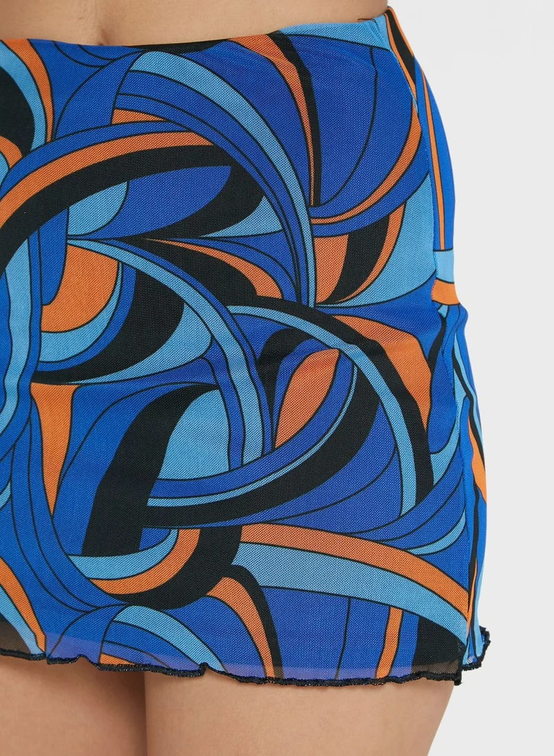 I Saw It First Petite High Waist Printed Mini Skirt