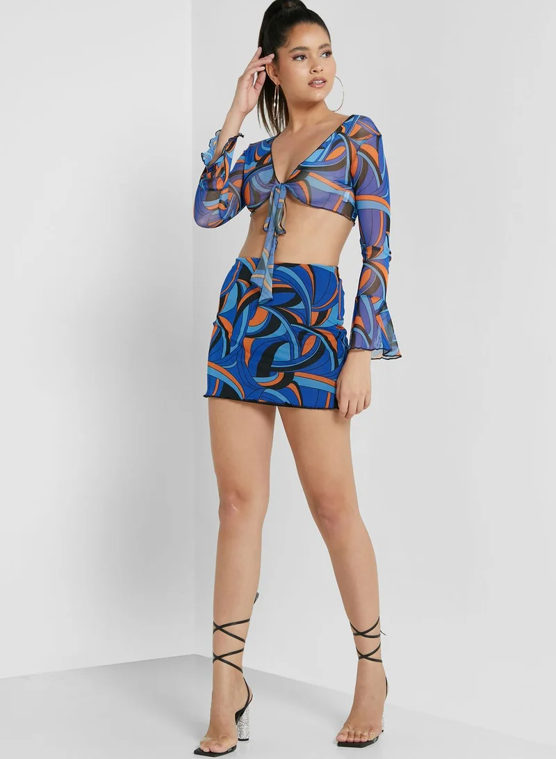 I Saw It First Petite High Waist Printed Mini Skirt