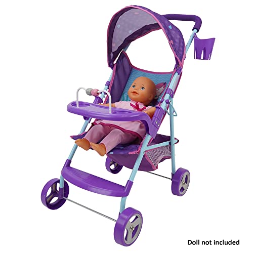 509 Crew 509: Mermaid Doll Travel System Stroller - Kids Pretend Play Stroller Set, Includes Shopping Basket, Retractable Canopy, Child Tray & Removable Car Seat, Ages 3+ (T716028) - Image 4