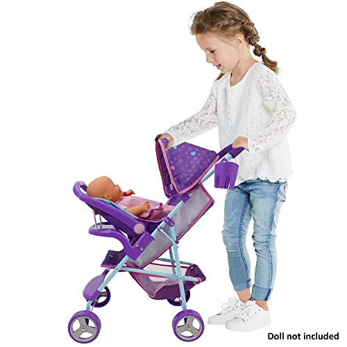 509 Crew 509: Mermaid Doll Travel System Stroller - Kids Pretend Play Stroller Set, Includes Shopping Basket, Retractable Canopy, Child Tray & Removable Car Seat, Ages 3+ (T716028) - Image 5