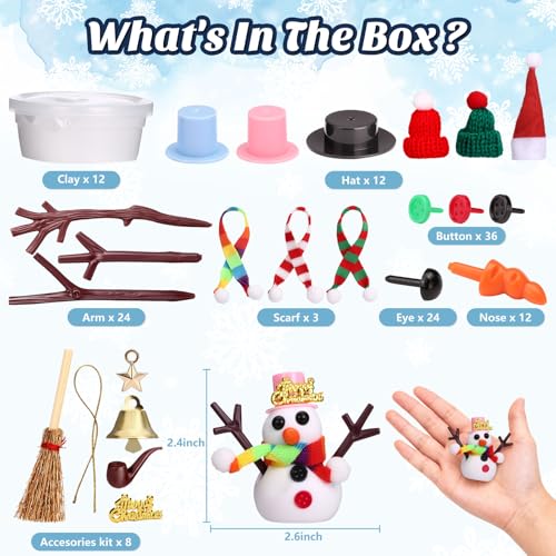 Naler 12 Pack Build A Snowman Kit DIY Snowman Kit for Holiday Gift Christmas Crafts for Kids Stocking Stuffers Party Favor - Image 5
