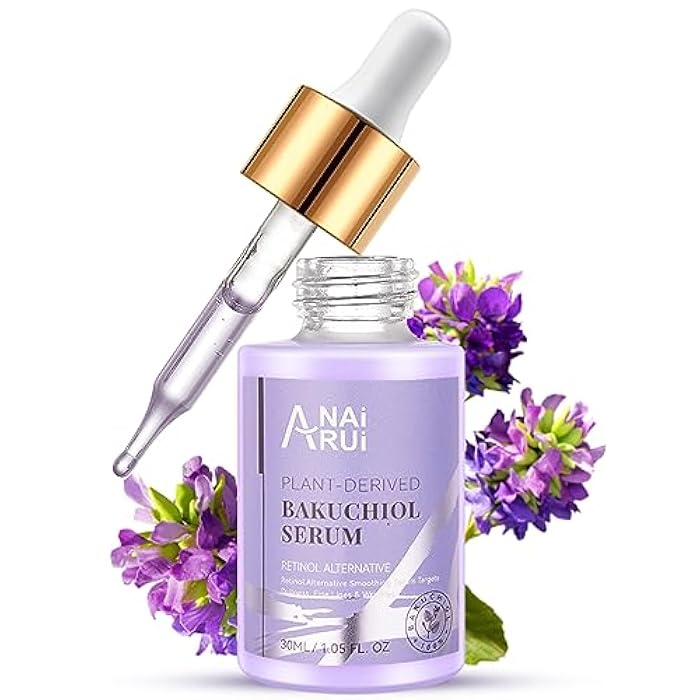 ANAI RUI Bakuchiol Face Serum for Face, Bakuchiol Retinol Alternative Serum,Smoothing Face Serum with Hyaluronic Acid & Peptide Sensitive Skin Serum, Anti Aging & Wrinkle Serum, 1Fl.Oz - Image 1