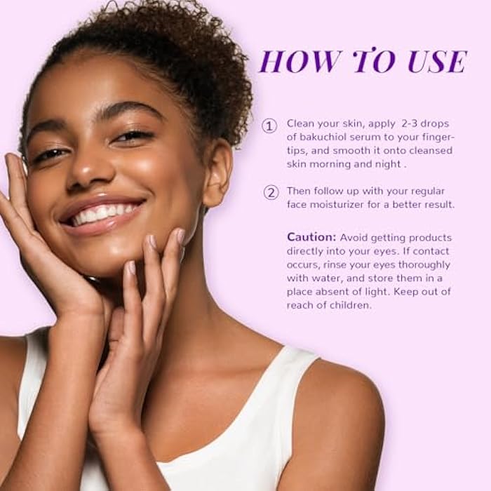 ANAI RUI Bakuchiol Face Serum for Face, Bakuchiol Retinol Alternative Serum,Smoothing Face Serum with Hyaluronic Acid & Peptide Sensitive Skin Serum, Anti Aging & Wrinkle Serum, 1Fl.Oz - Image 4