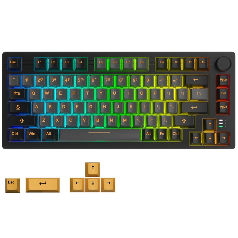 DAREU EK75PRO Wireless 75 RGB HotSwappable Mechanical Gaming Keyboard with Knob24GhzBT51USBC Connectivity 81 Keys Gasket Mount PBT KeycapsLinear Dream Switch for WinMAC