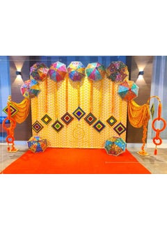 SP SELLPLUS Sellplus Backdrop Setup for Mehndi haldi Marrige Pooja ganpati Home Decoration Combo of Marigold Strings Set 7 