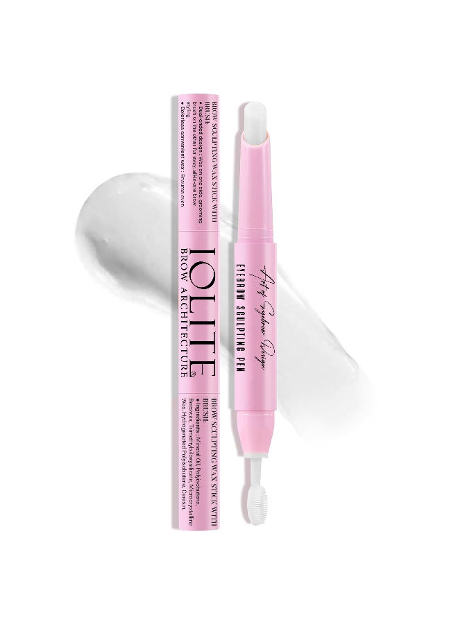 IOLITE Brow Wax Sculpt and Set Dual Ended Clear Brow Styling Wax with Brush for Firm Flexible Hold Shaped and Defined Brows All Day Brow Lamination - Image 1
