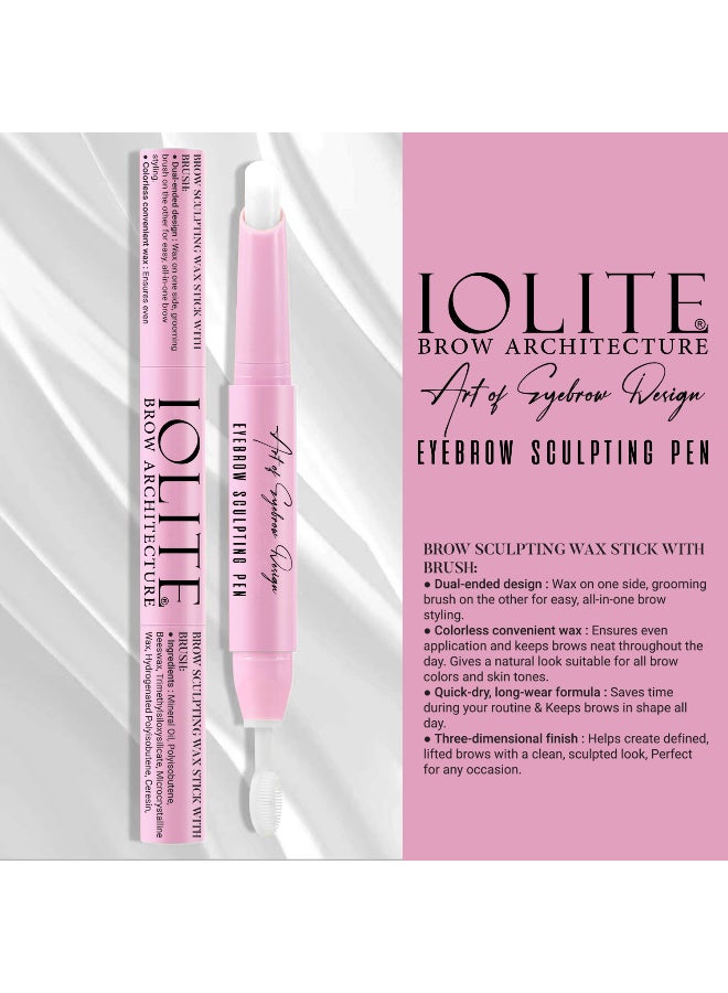 IOLITE Brow Wax Sculpt and Set Dual Ended Clear Brow Styling Wax with Brush for Firm Flexible Hold Shaped and Defined Brows All Day Brow Lamination - Image 3