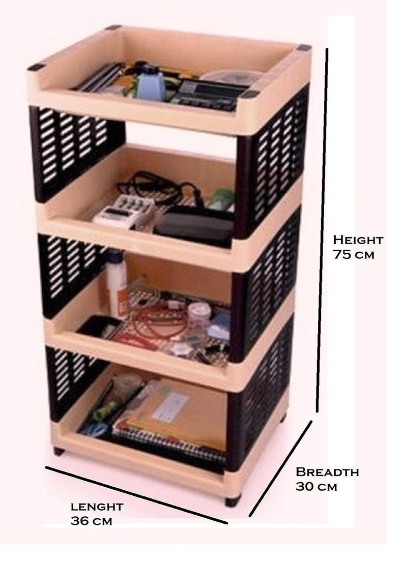 aaKaR Viva 4 Compartments Plastic Rack for Office Kitchen and General Use Plastic Wall Shelf Number of Shelves 4 Multicolor - Image 2