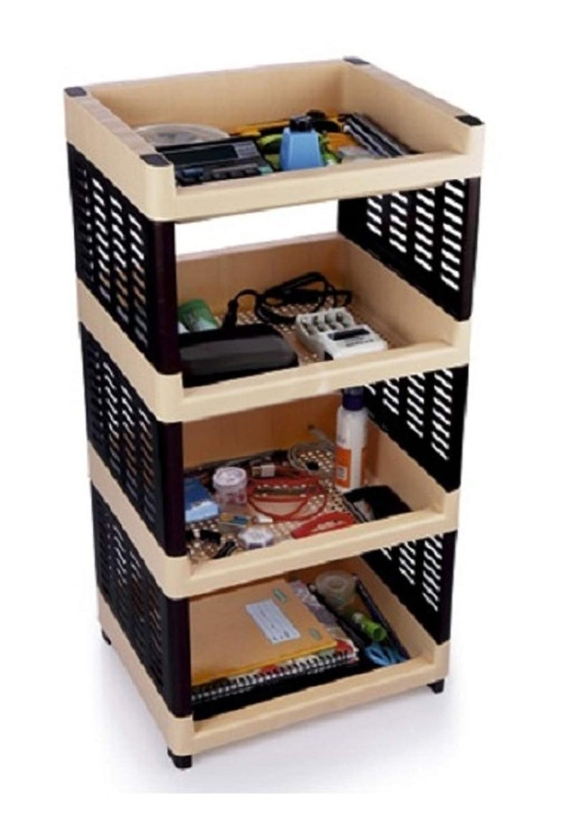 aaKaR Viva 4 Compartments Plastic Rack for Office Kitchen and General Use Plastic Wall Shelf Number of Shelves 4 Multicolor - Image 1