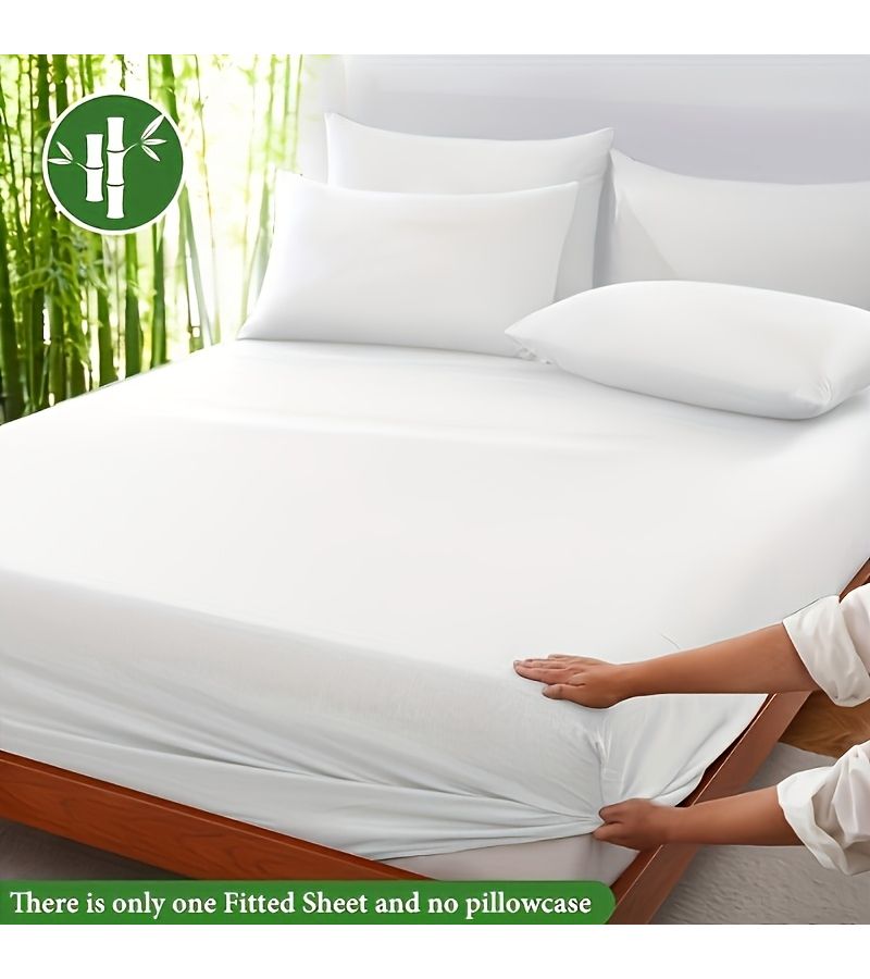 Olive Green Full Breathable Bamboo Fiber Fitted Sheet Skin Friendly Comfortable for Hot Sleepers - Image 3