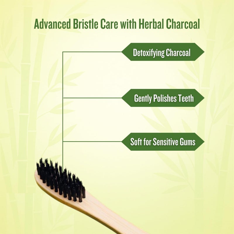 PUREXA Bamboo Charcoal Toothbrush, Soft brush - (Combo pack of 4), With Charcoal Infused soft bristles for Teeth Whitening, Eco-Friendly, Made in India - Image 4