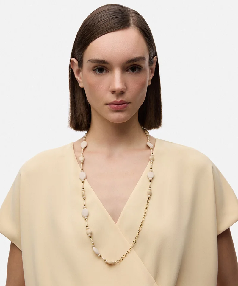 ابيكول Mixed-Bead Stainless Steel Necklace