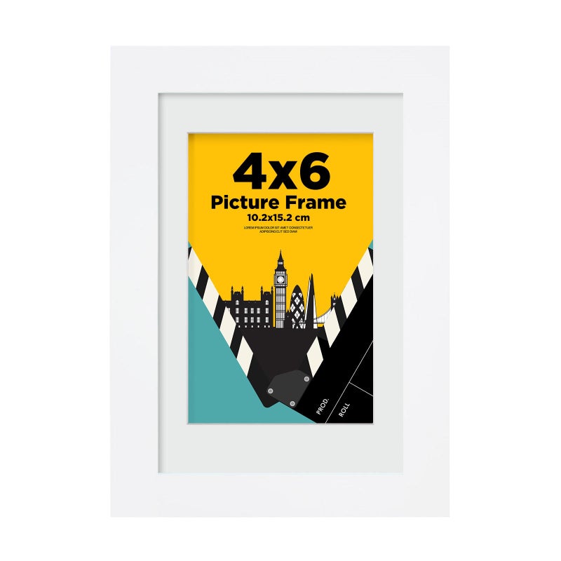 EGOFINE 6x4 Photo Frame 100 Solid Wood Frame with Acrylic GlassMatted for 35x54x6 inch Picture 6x4 Picture Frame for Tabletop and Wall Mounting10x15cm Small frame for Printing LandscapeWhite