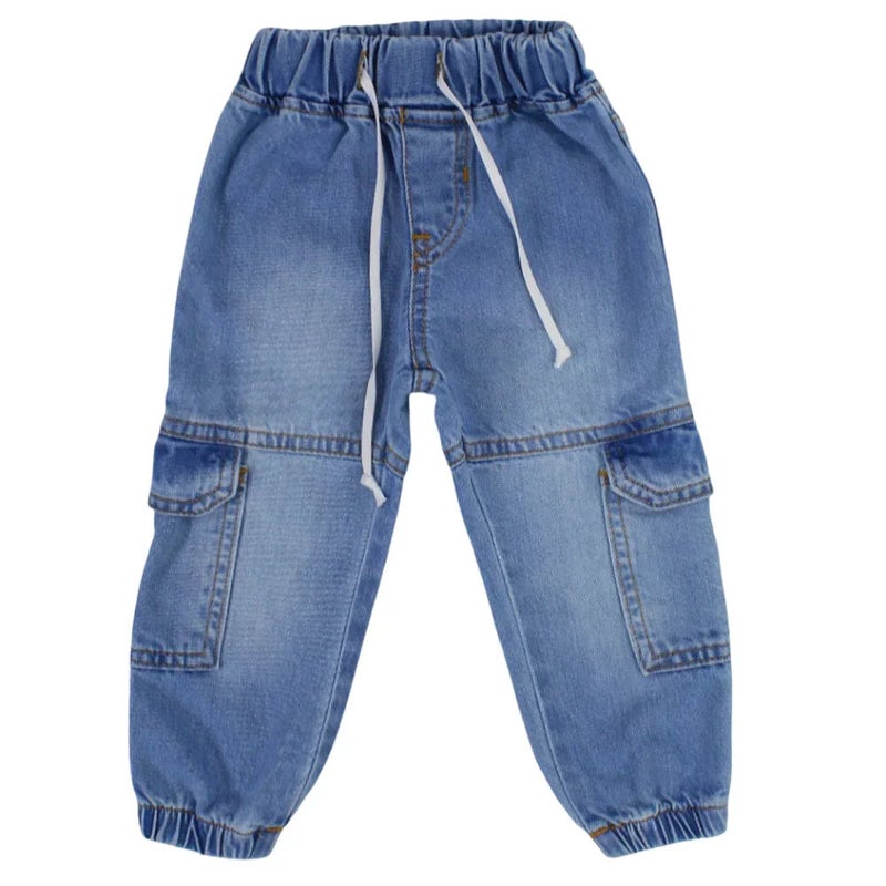 جينز كارجو للاطفال جيلو – لون غسيل فاتح - Image 1