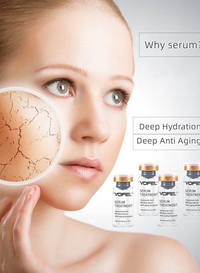 Hyaluronic Acid Serum for Microneedling Dermapen Serum Ampoules for Face BB Glow Starter Kit 0.35 oz 4 Vials