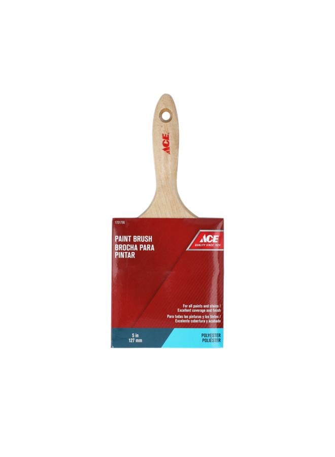 ACE Wood Handle Synthetic Polyester Paint Brush Brown and Silver 5inch XB-ACE20050V - Image 1