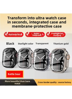 Generic For Apple Apple Watch10 Case Second Change Ultra Scratch-resistant Appearance PC Case Film Integrated Protective Case-Color:Transparent + Orange-Dimensions:40mm (with Opp Bag Packaging)  - Image 2