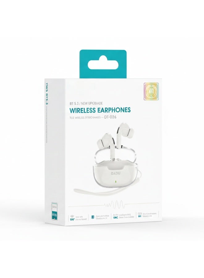 Advanced DT-026 wireless earbuds with Bluetooth 5.3, true wireless technology, ENC active noise cancellation, 360° super bass stereo , high definition audio sound in calls, 8 hours of playtime. - Image 3