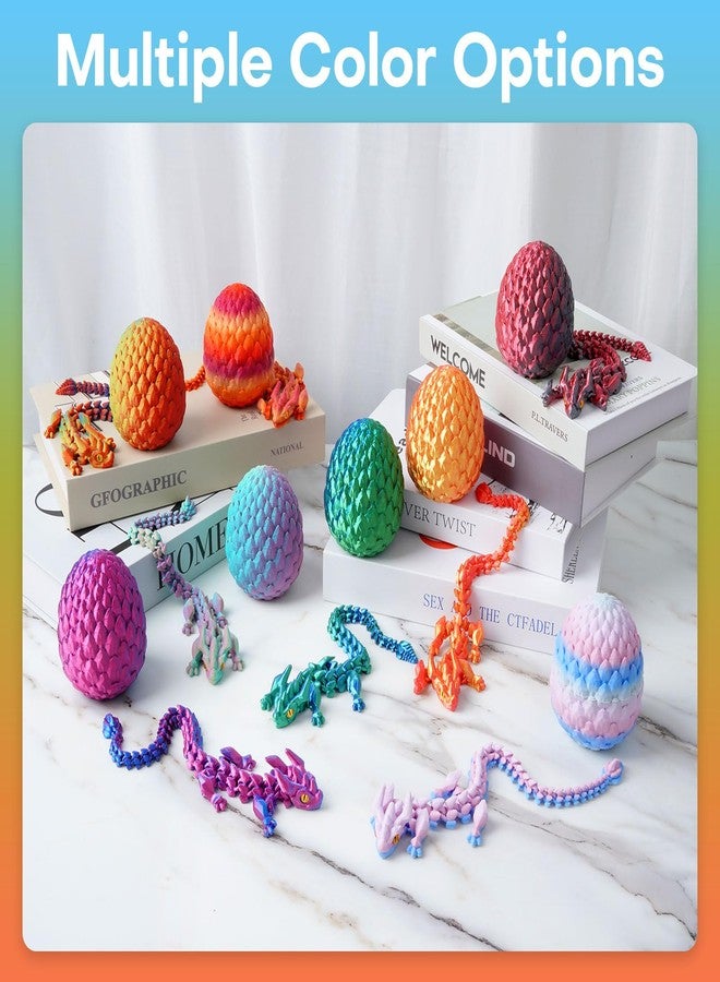 SYEFKJSA 3D Printed Dragon Eggs with Dragon Inside - 12Inch,Articulated Fidget 3D Printed Animals, Interesting Decorative Gift, Easter Basket Essentials Stuffers (Random Neon City) - Image 5