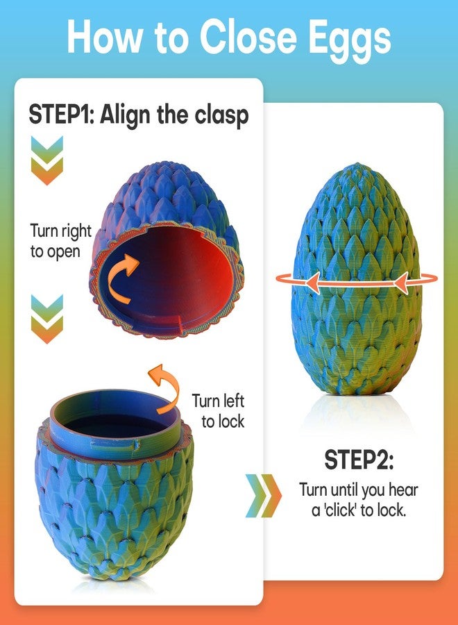 SYEFKJSA 3D Printed Dragon Eggs with Dragon Inside - 12Inch,Articulated Fidget 3D Printed Animals, Interesting Decorative Gift, Easter Basket Essentials Stuffers (Random Neon City) - Image 4