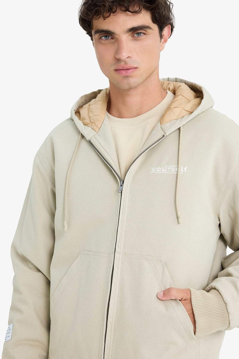 DeFacto Oversize Fit Embroidered Hooded Ribbed Waterproof Jacket - Image 4