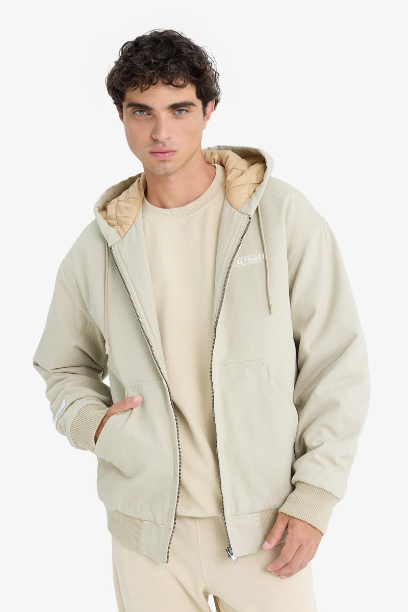 DeFacto Oversize Fit Embroidered Hooded Ribbed Waterproof Jacket - Image 3