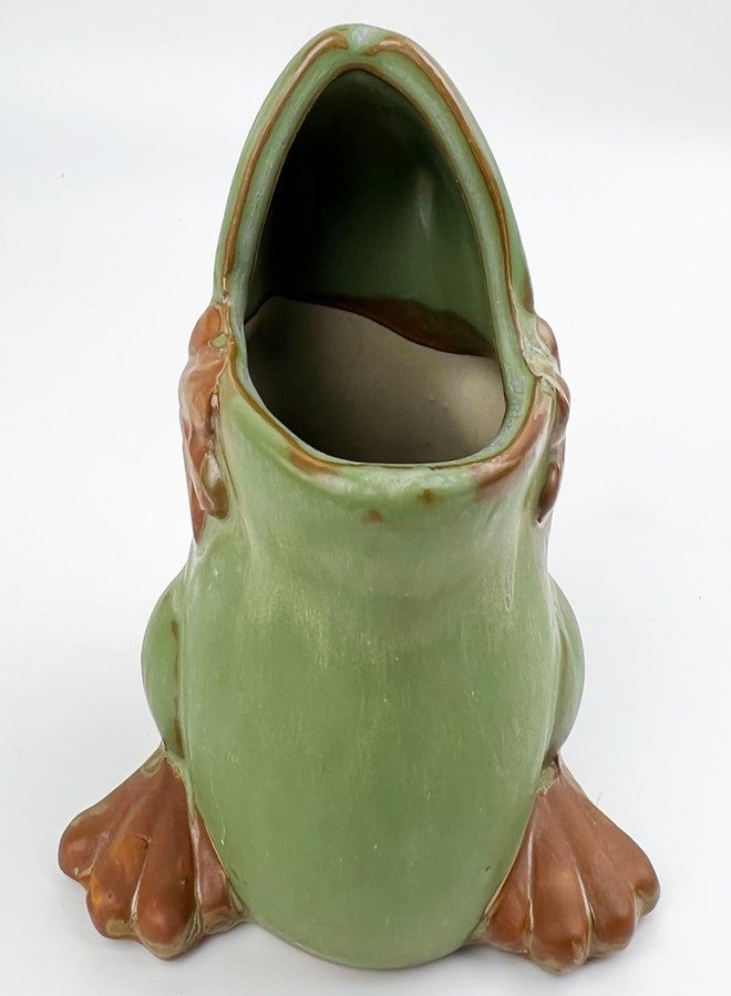FlidRunest Green Ceramic Frog Toothbrush Holder for Bathroom - Easy to Clean Toothbrush Cup - Great Gift for Kids, Men - Image 4