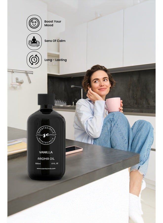 Scentscircle Vanilla Floral Aroma Scent Diffuser Oil 500ml with Rich Vanilla & Soft Musk | Warm Comforting Aroma for Home, Office & Shops | Scentscircle - Image 3