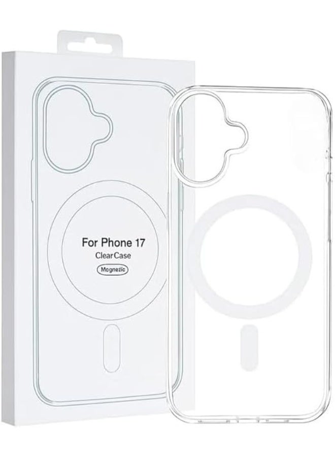 جراب مغناطيسي شفاف متوافق مع هاتف iPhone 17، متوافق مع Magsafe، غير قابل للاصفرار، غطاء متين مقاوم للصدمات، غطاء خلفي شفاف واقٍ لهاتف iPhone 17 مقاس 6.27 بوصة 2025 - Image 3