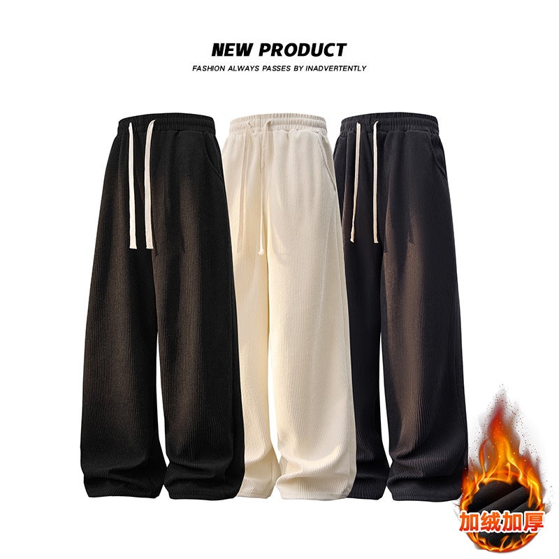 Lamb Wool Pants Men Winter Fleece Thickened Men'S Casual Cotton Pants Autumn Winter Straight Sweatpants - Image 2