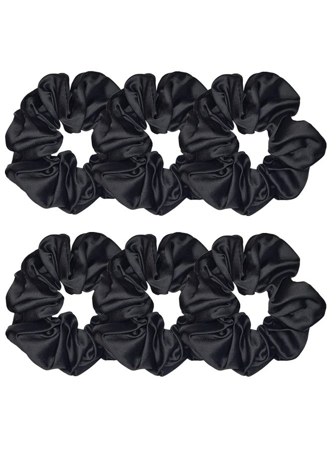 OVE 6 Pcs Satin Silk Scrunchies - Soft Hair Ties, Fashion Hair Bands, Bows, Elastic Holders and Accessories for Women and Girls - Image 1