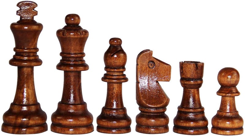Canbee Chess Pieces and Chess Mat Green or Black Wood Polished 16 Black and 16 Creemy White and 18..2' x18.2' Vinyl Foldable Roll-up Matt Wooden 32 Coins 5.7cm King (Chess Pieces ONLY) - Image 2