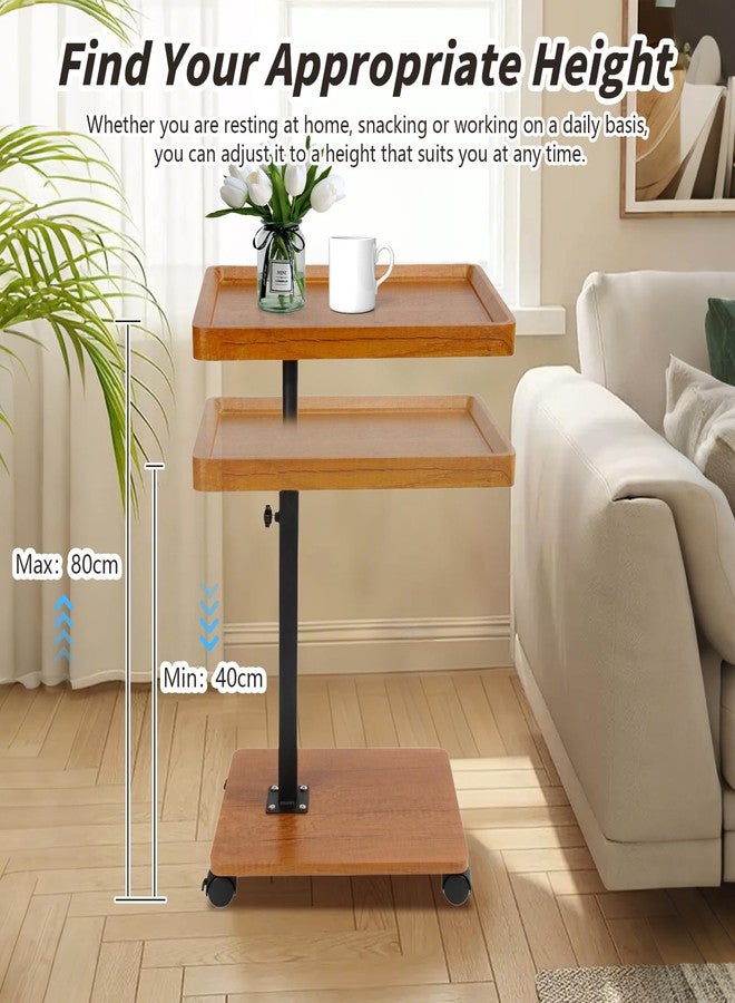 Simcat Adjustable Side Table, C Shaped Small Table with 4 Wheels 364° Swivel Tray, End Table for Living Room Bedroom Sofa Small Spaces - Image 3