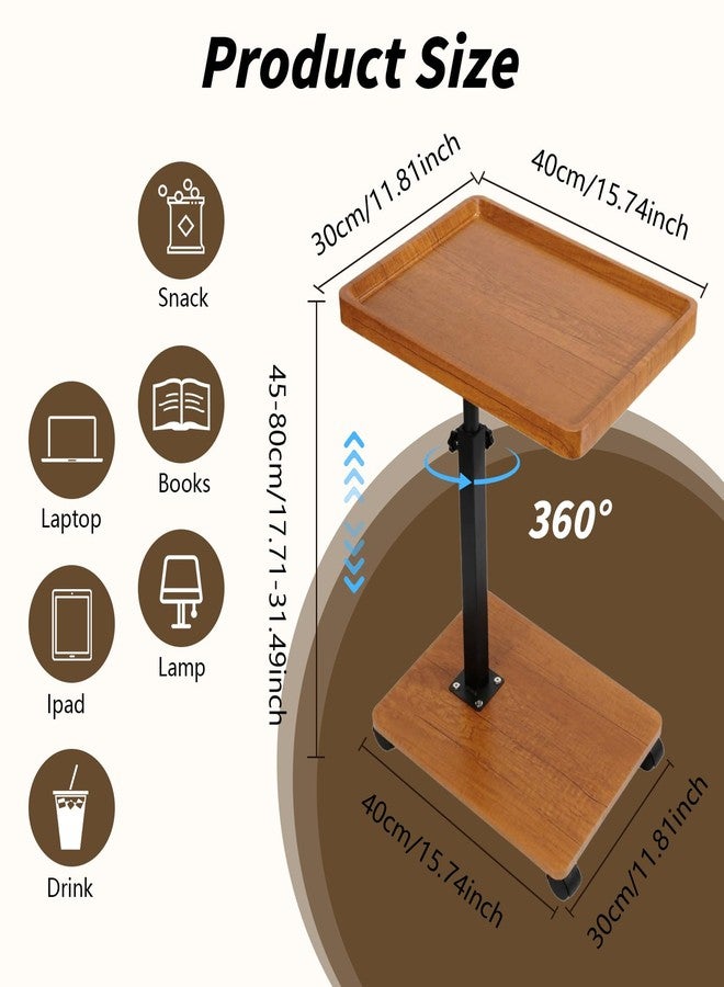 Simcat Adjustable Side Table, C Shaped Small Table with 4 Wheels 364° Swivel Tray, End Table for Living Room Bedroom Sofa Small Spaces - Image 2