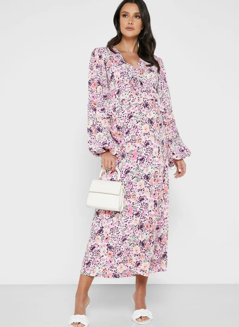 Missguided Maternity Ruffle Smock Dress