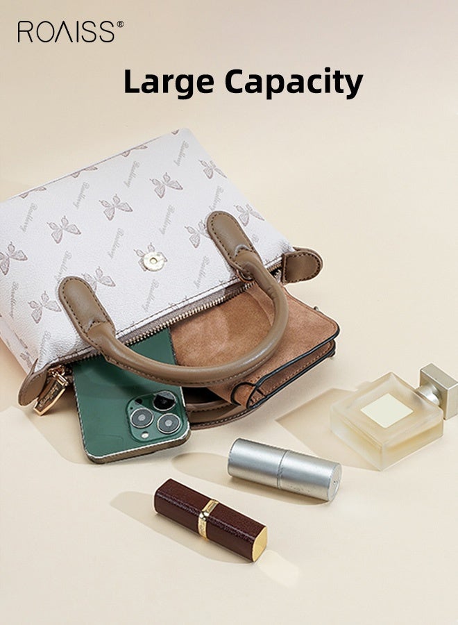 roaiss Women Stylish Handbag with Top Handle and Butterfly Pattern, Large Capacity Shoulder Bag with Magnetic Buckle and Zipper, Elegant Chic Crossbody Bag for Ladies, Ideal for Dating, Shopping and Everyday Use - Image 4