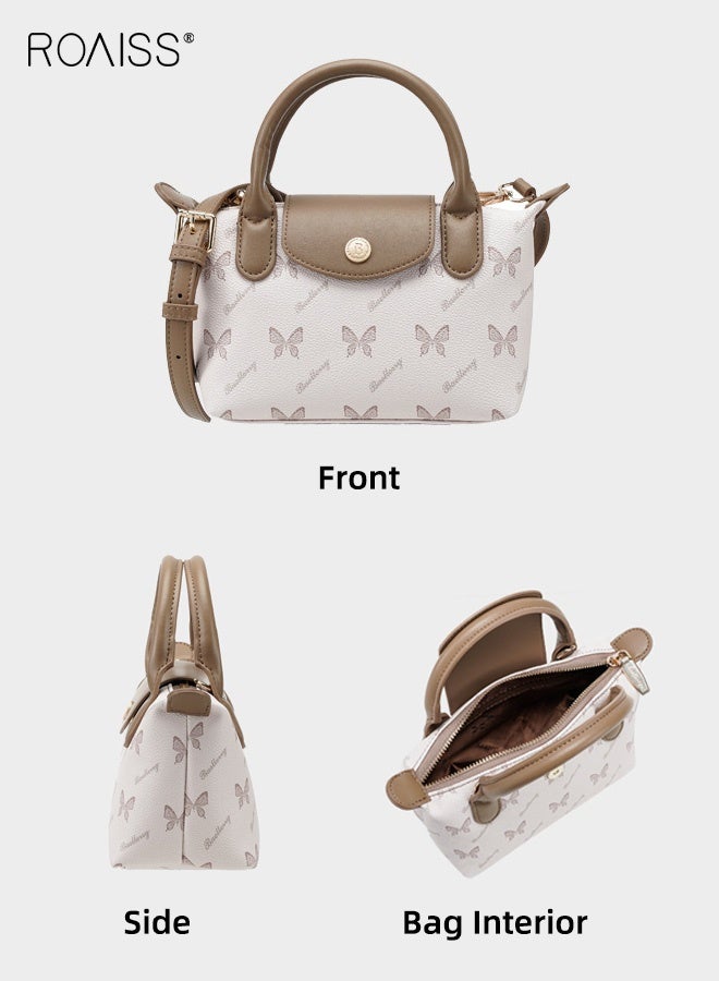 roaiss Women Stylish Handbag with Top Handle and Butterfly Pattern, Large Capacity Shoulder Bag with Magnetic Buckle and Zipper, Elegant Chic Crossbody Bag for Ladies, Ideal for Dating, Shopping and Everyday Use - Image 3
