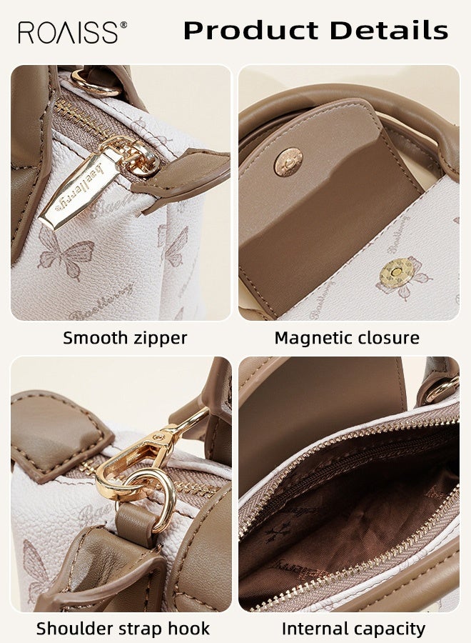 roaiss Women Stylish Handbag with Top Handle and Butterfly Pattern, Large Capacity Shoulder Bag with Magnetic Buckle and Zipper, Elegant Chic Crossbody Bag for Ladies, Ideal for Dating, Shopping and Everyday Use - Image 5
